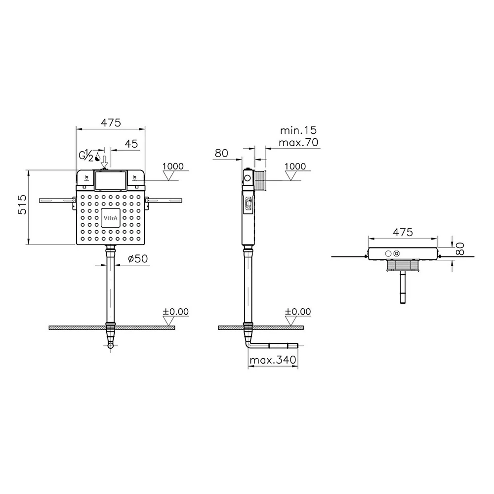 Vitra V8 3/6 L Helataşları İçin Gömme Rezervuar 768-1700-01 2