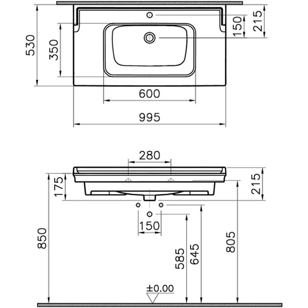 Vitra Valarte 100x53 Cm Etajerli Lavabo - 7803B403-0001 3