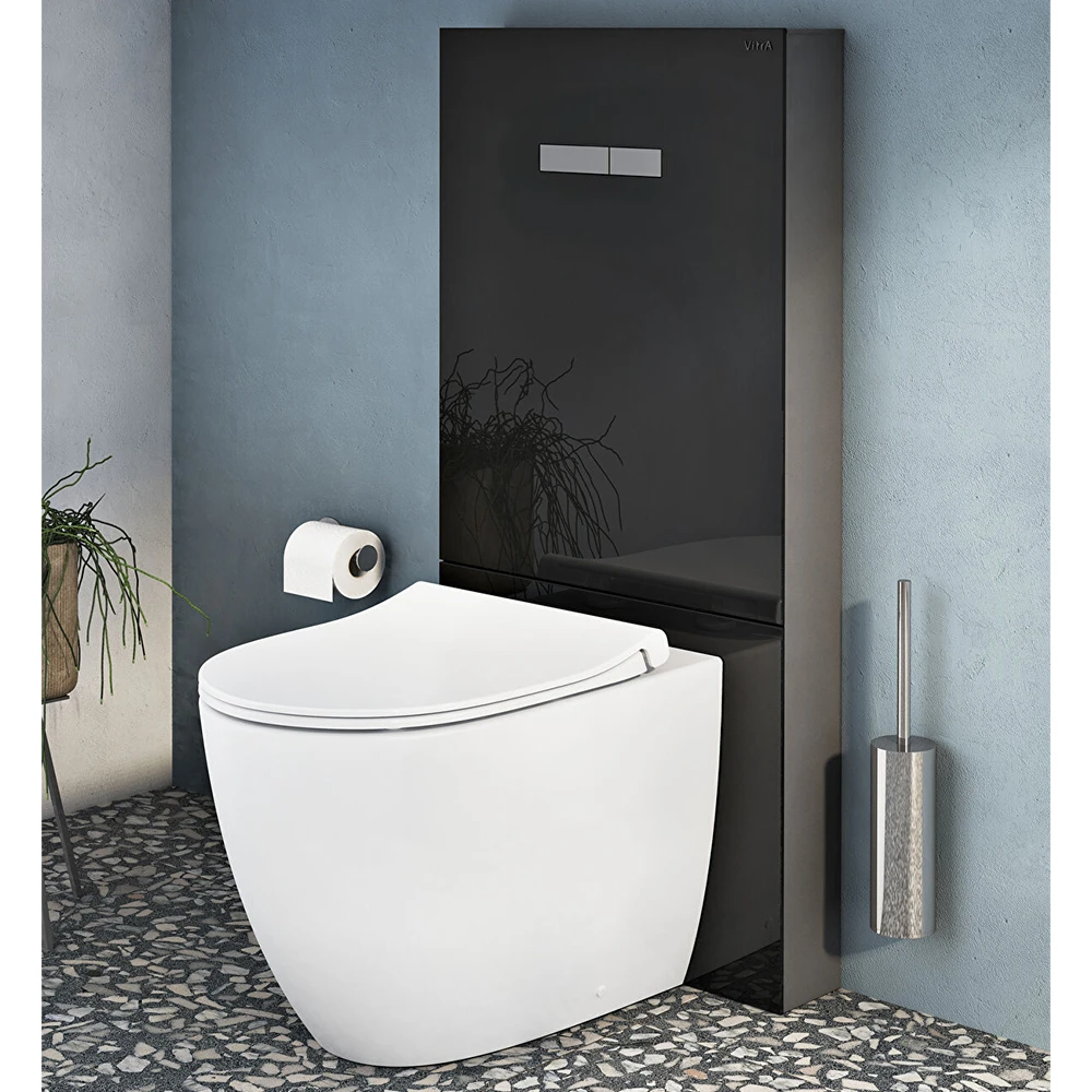 Vitra Vitrus 3-6 L Yerden Duvara Sıfır Klozetler İçin Duvar Önü Siyah Cam Rezervuar - 870-1761-01 2