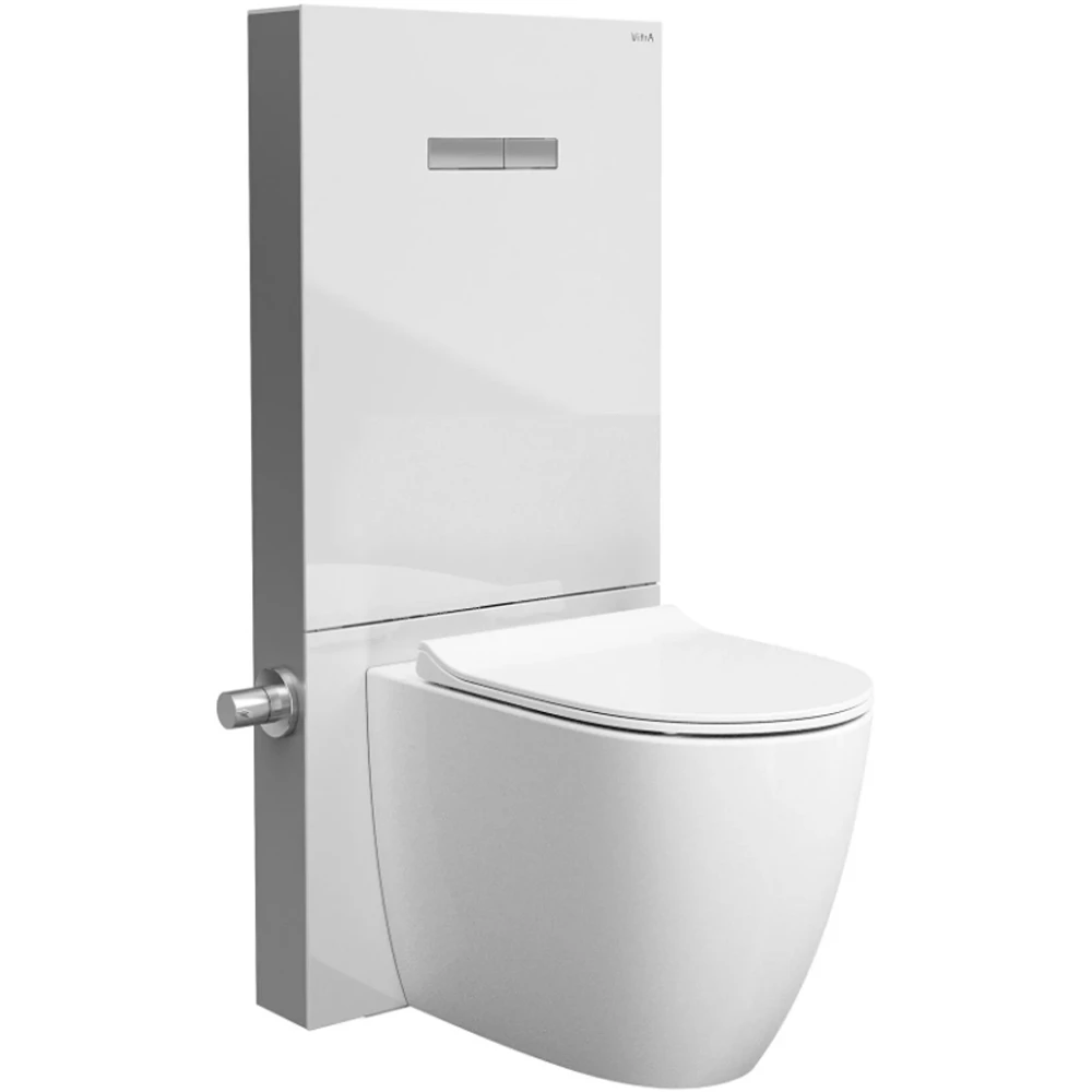 Vitra Vitrus 3-6 L Yerden Duvara Sıfır Klozetler İçin Stop Valfli Duvar Önü Beyaz Cam Rezervuar - 870-1770-01 2