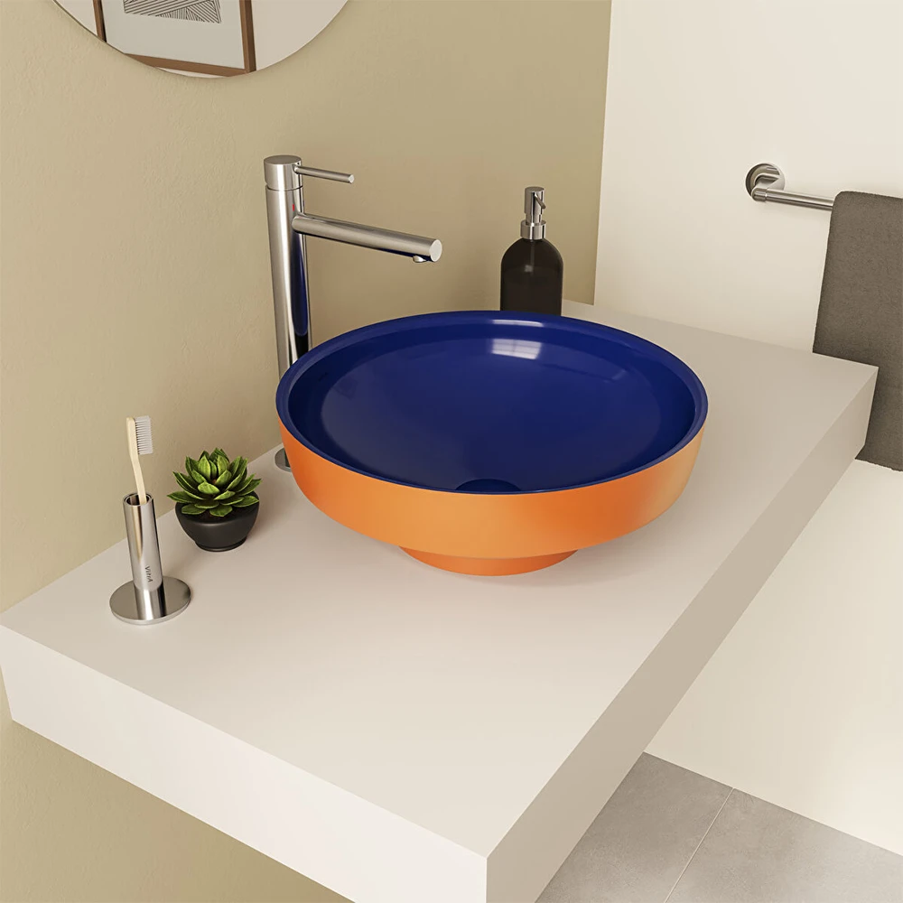 Vitra Water Jewels 40 Cm Yuvarlak Kompakt Terrarosa-Mavi Çanak Lavabo - 4334B426-1361 2