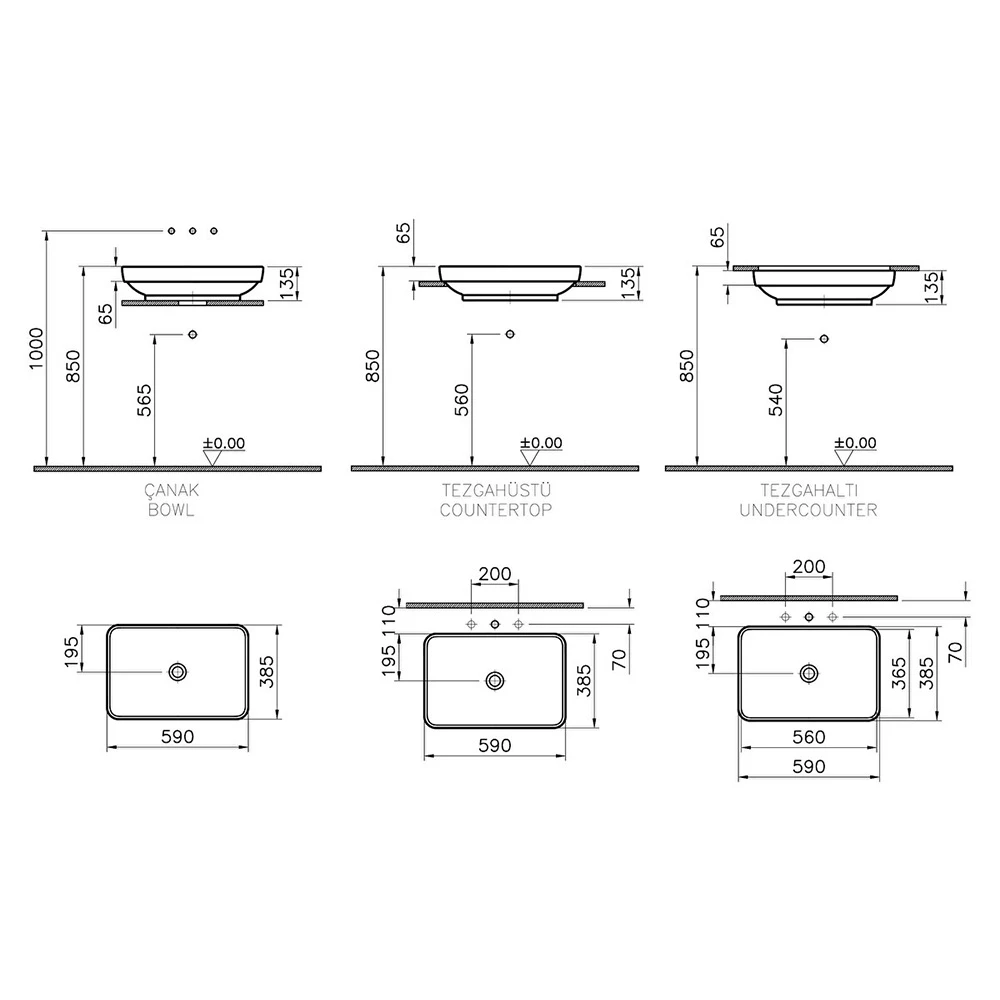 Vitra Water Jewels 60x39 Cm Dikdörtgen Çanak Lavabo 4442B403-1361 3