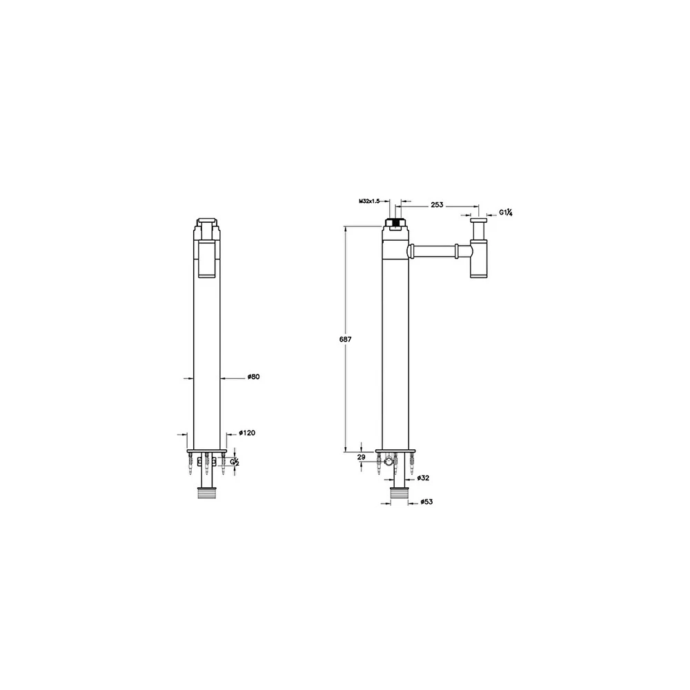 Vitra Yerden Mat Siyah Lavabo Sifonu A4516136WTC 2