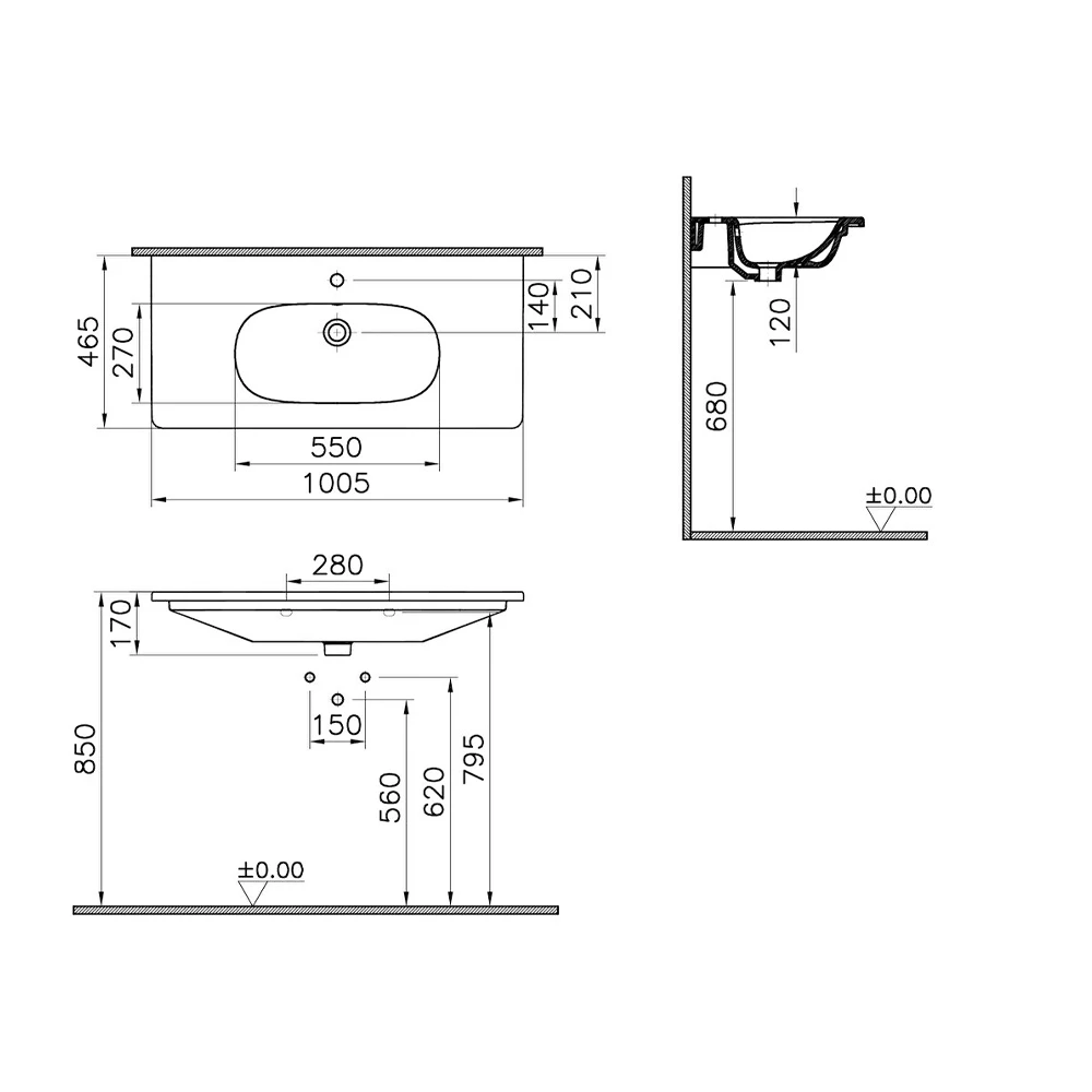 Vitra Zentrum 100x46 Cm Etajerli Lavabo 7794B003-0001 3