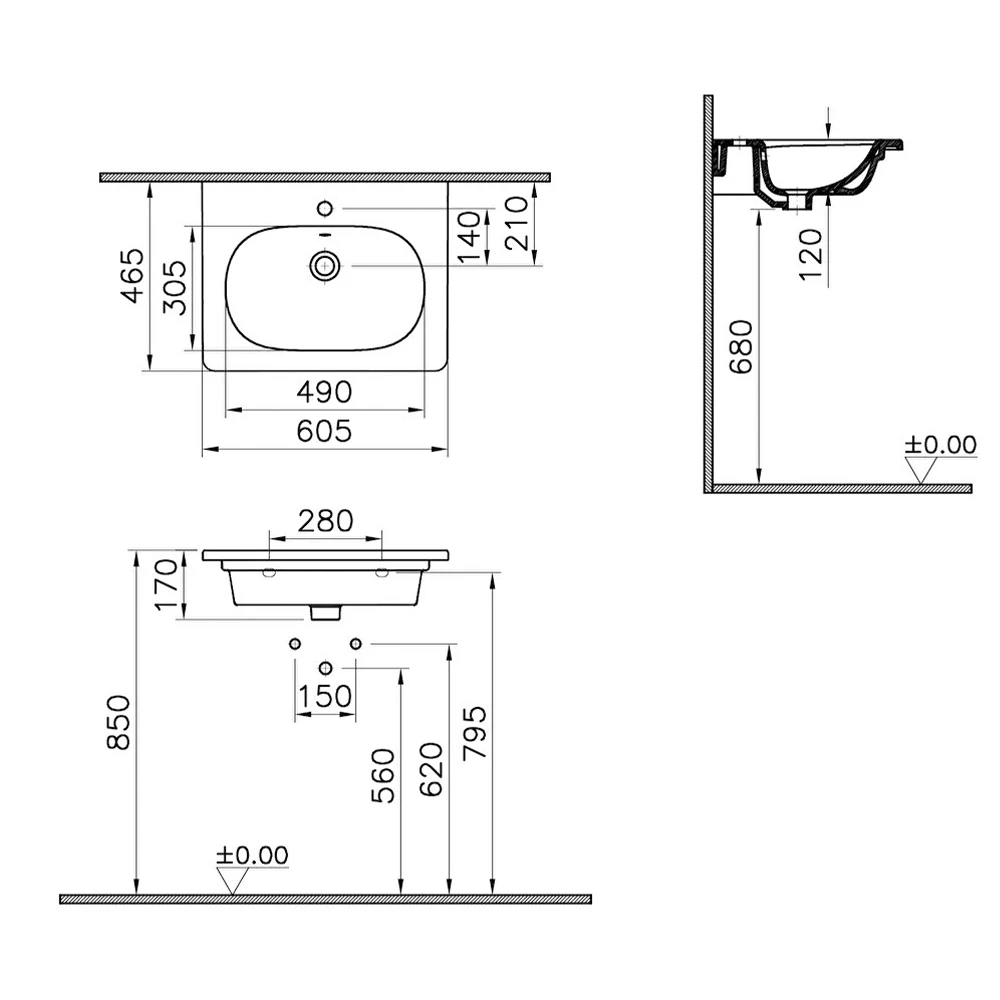 Vitra Zentrum 60x46 Cm Etajerli Lavabo 7791B003-0001 3