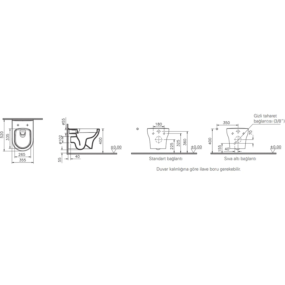 Vitra Zentrum SmoothFlush Asma Klozet - 7786L003-0090 3