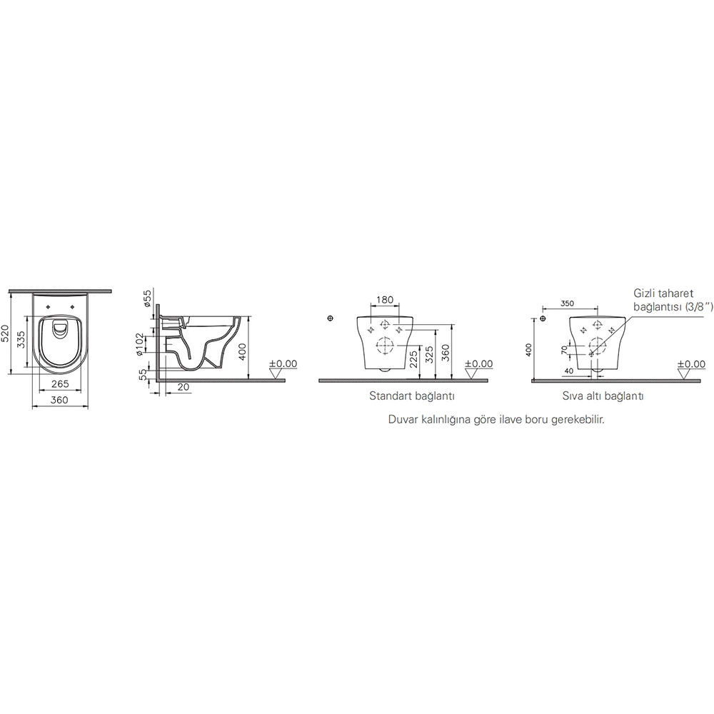 Vitra Zentrum SmoothFlush Asma Klozet - 7787L003-0850 2