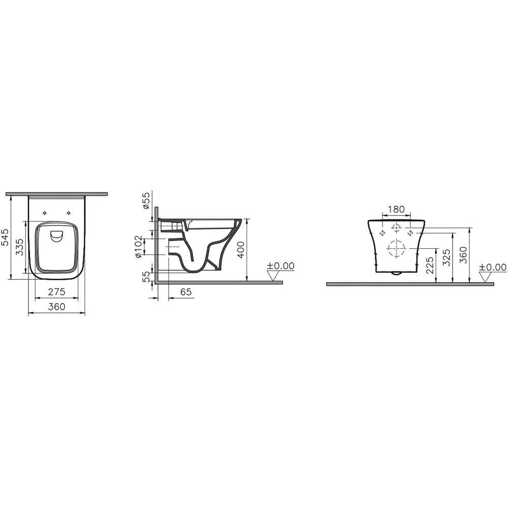 Vitra Zentrum Square SmoothFlush Asma Klozet - 7484L003-0090 2